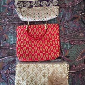 Elegant Red and Gold Women's Handbag